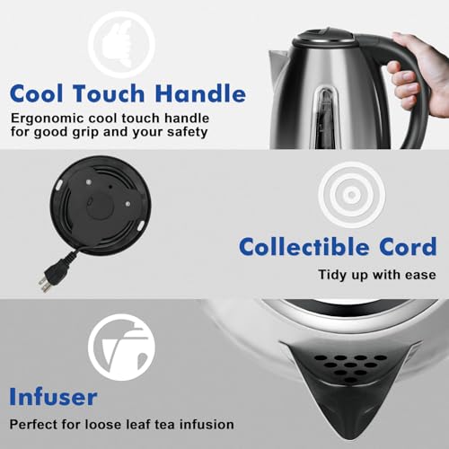 Hervidor eléctrico de acero inoxidable 1.8 litros miniatura 5