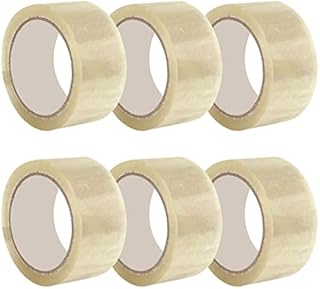 Clear Tape for Packing Boxes, Parcel Packaging | Strong Clear Packing Tape for Moving House, Cardboard Box, Cartons and Gifts | Heavy Duty Clear Parcel Tape. Pack of 6 Rolls (48mm width x 66m long)