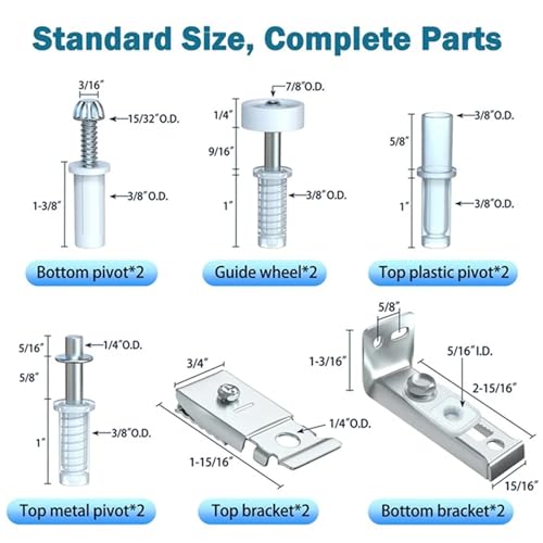Kit de Herrajes para Puertas Bifold 3 juegos Reparación para Closet, Piezas para Puertas Plegables Correderas miniatura 6