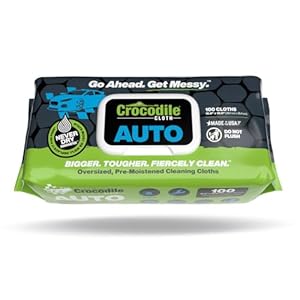 Crocodile Cloth Auto Cleaning Wipes – Car Engine Degreaser, Body Detailing, Tires Cloth Wipes – Cut Through Grease, Oil, and Adhesives on Hands, Tools, Parts, and More – 100 Giant Disposable Wipes