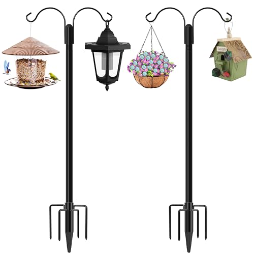 XDW-GIFTS Ganchos Shepherds para atividades ao ar livre, pacote com 2 postes de alimentação de pássa