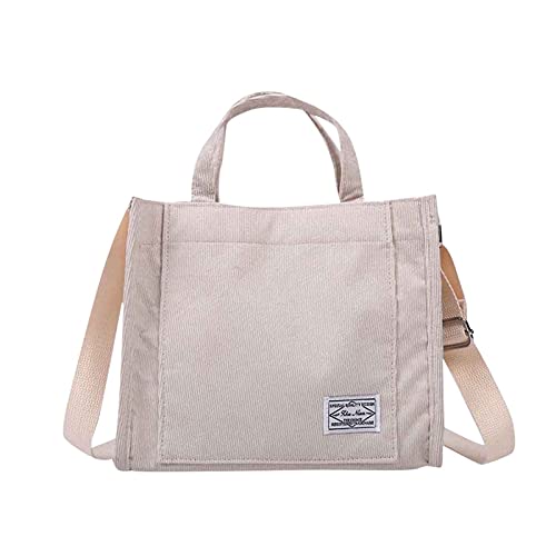 Canvas Einkaufstasche Frauen Corduroy Umhängetasche Kleine Baumwolle Canvas Handtasche Casual Tote Weibliche Crossbody Bag Vintage Messenger Bags (Color : White) Cover