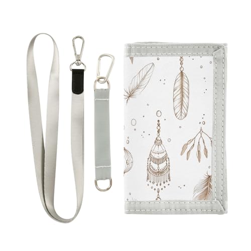 ALAZA Kids Wallets for Boys Girls Toddler Trifold Wallet Children Small Feather White with Zipper Coin Pocket