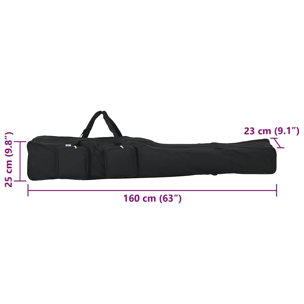 Torba wędkarska czarna 160 cm, tkanina Oxford, uchwyt na wędkę z dużą ilością miejsca do przechowywania, regulowany pasek na ramię, wodoodporny organizer na akcesoria wędkarskie, przenośna