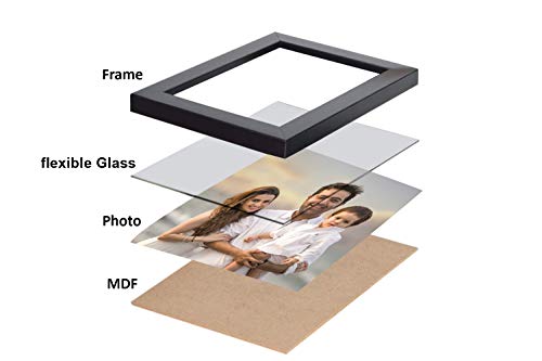 Image of Photo frame 8x12 /A4 Inches set of 2 Box Brown Color Flexible Glass & Synthetic Wood Hanging /Table Top High Density Photo Frame for Wall Decoration