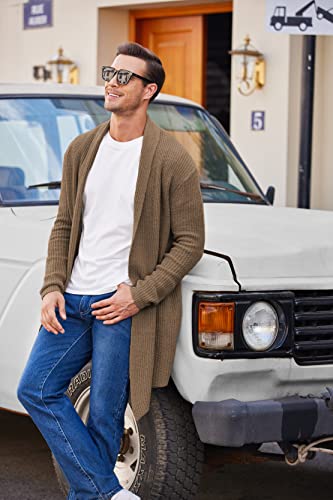 COOFANDY Mens Shawl Collar Long Cardigan Knit Ruffle Fashion Sweater Drape Cape3