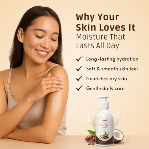 Image of Cocoa Body Lotion | Cocoa Nourish Body Lotion | Cocoaa & Shea Butter for Glowing & Soft Skin | Non Greasy & Healthy Looking Skin | For All Skin Types, 200ml (Pack of 2)
