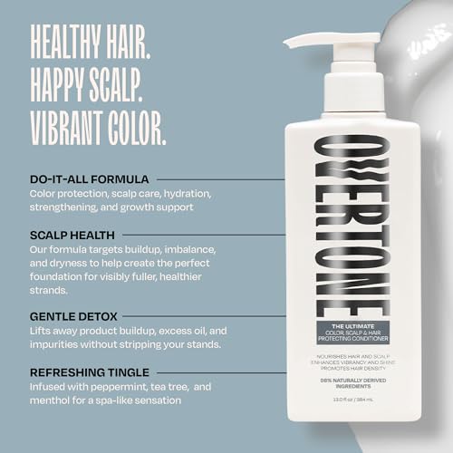 Image of oVertone The Ultimate Shampoo: Hydrating & Strengthening Hair & Scalp Conditioner, Supports Color Longevity, Invigorating Tea Tree & Peppermint, Vegan & Cruelty-Free