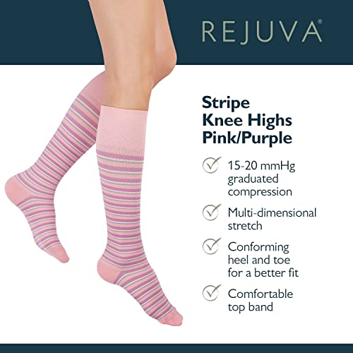 Image of Rejuva Stripe Pattern 15-20 mmHg Knee-High Compression Socks for Women & Men