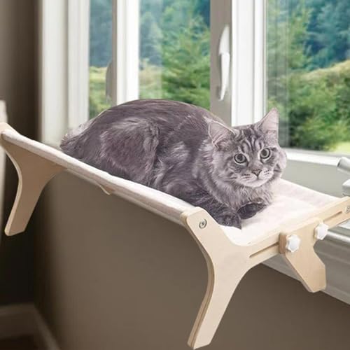Cama de ventana de gato estable que evita caídas gracias a su madera 4