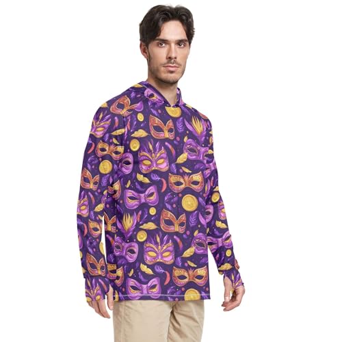 Mardi Gras Carnival Coin Men's Sun Shirts Hoodies Long Sleeve Beach Hoodie Swim Shirt UPF 50+ S2