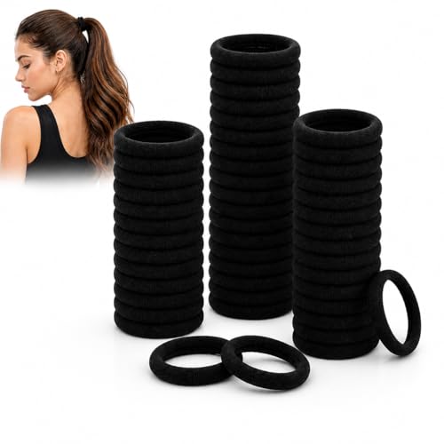 Hair Ties 140 PCS Black Elastic Seamless Hair Bands for Women & Girls Strong Hold No Damage No Metal Ponytail Holders for Thick & Thin Hair Daily Use Gym Office Hair Accessories