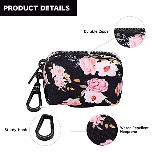 Image of Petmolico Dog Poop Bag Holder Leash Attachment, Waste Bag Dispenser Zippered Pouch, Fits Any Leash, Includes Free Roll of Bags, 2 Packs - Pink Rose