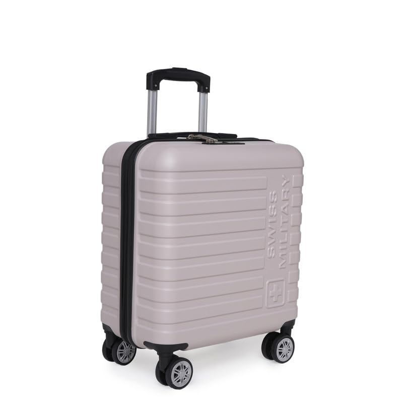 Image of SWISS MILITARY Dapper Overnighter Laptop Trolley 32L Polycarbonate Cabin Luggage with 15.4 Inch Laptop TSA Lock 360 Degree Wheels Utility Organizer Ivory