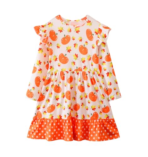 Girl Fall Long Sleeve Dress Christmas Red Rainbow Twirly Skater Midi Party Dress2