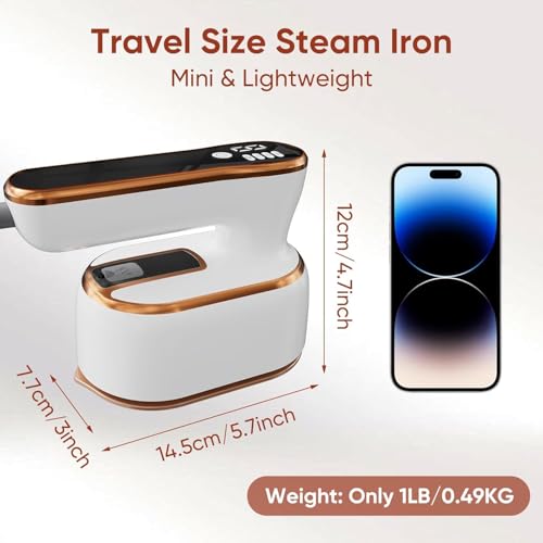 ZStarlite Verbessert Dampfbügeleisen Mini für Kleidungsstücke-LED-Anzeige&4-Stufen-Dampf,1000W Faltbares Kompaktes Tragbares Reisebügeleisen,Kleines Bügeleisen Dampf für Reisen und Zuhause (Weiß)