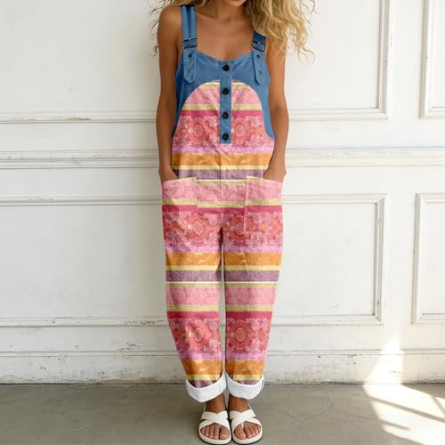 Combinaison pantalon large à imprimé floral avec poches légères d'été - 3