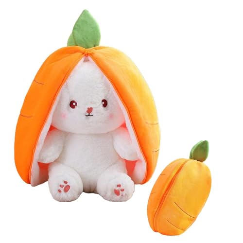 PXRLMYF Conejito de Peluche,Muñeca de Peluche de Conejo de Fresa/Zanahoria de Doble Cara,Reversible Plush Conejita Juguete para Niños y Niñas