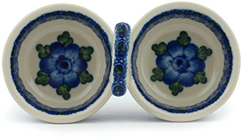 Polish Pottery Condiment Server 5-inch Blue Poppies