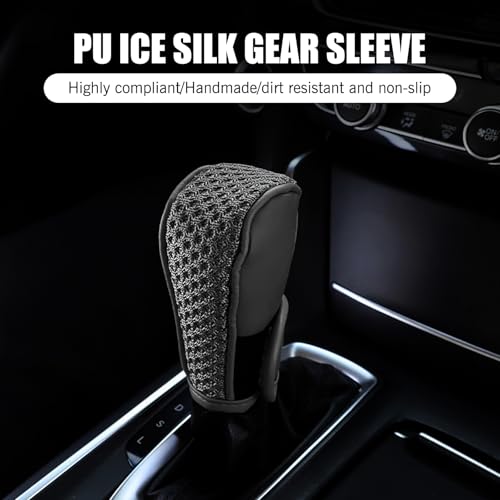 Nowkont 1 PC Car Gear Shifting Knob Cover, 2.75In x 4.72In Vehicle Interior Decoration Accessories, Anti-Slip Anti-Scratch Design, Universal Automotive Shifter Knobs Cover for Car SUV Truck (Black) - Thumbnail 7