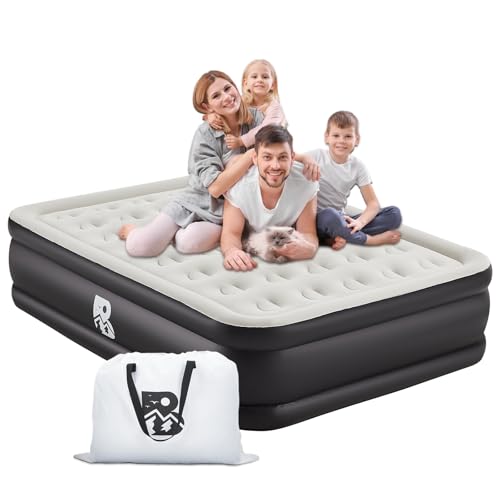 20' Queen Size Air Mattress with Built-in Pump - 2-Minute Setup, No Odd Smell, Supports 600 lbs -...