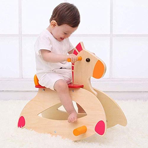 JWDYA Holzschaukelpferd Schaukelstuhl, 1-3 Jahre altes Kind-Fahrt Spielzeug, Schaukeltier for Mädchen und Jungen Freien – Bild 6