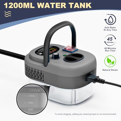 Image of Portable High-Pressure Handheld Steam Cleaner, 14-Piece Accessories, 6 Steam Levels, 15s Heat-Up,chemical-free Cleaning Tile, Grout, Dirt, Grease & Car Detailing-Black