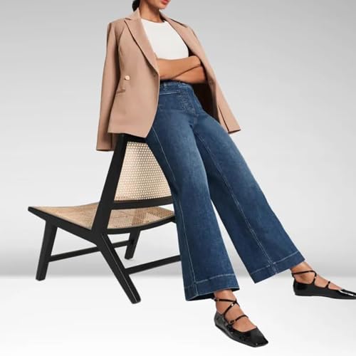 Women Favorite Tummy Control Jeans High Waisted Straight Ankle Stretch Wide-Leg Flared Jeans with Patch Pocket2