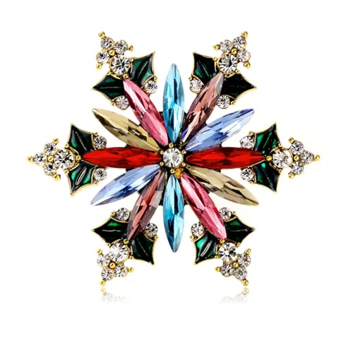 Image of Rhinestone Flower Brooch Pin for Women Red Black Purple Flower Broochs Pin Hat Christmas Brooch Jewelry
