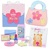 Tickle & Main My Beary First Purse Playset Baby Girl Purse - 9-Piece Faux Leather Pink Ages 1+ - Storybook & Accessories for Imaginative Play - Birthday Gift for One Year Old Girl