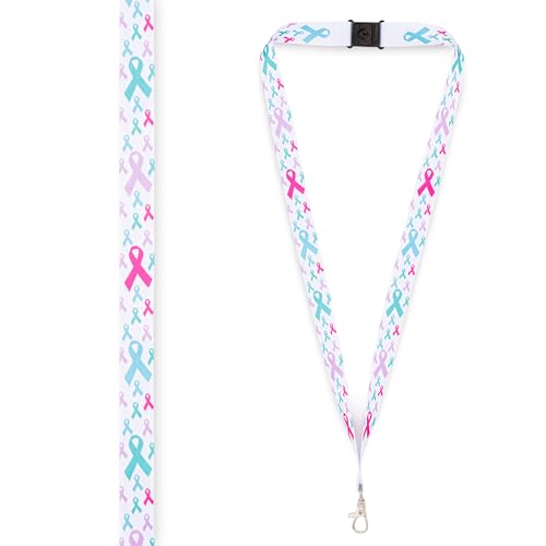 Cancer Awareness Ribbon Lanyard Breast Cancer Unisex ID Cards Mobiles Keys Unisex