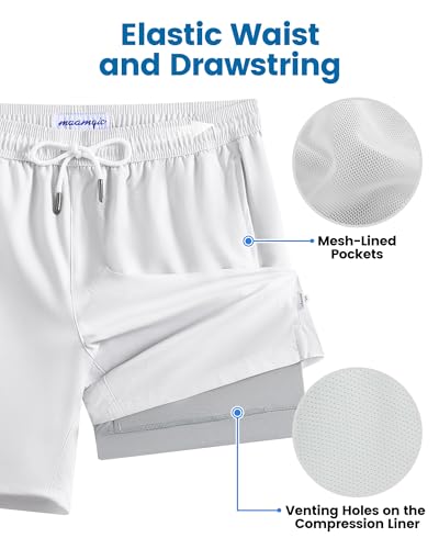 Image of maamgic Mens Swim Trunks with Compression Liner 7 Inch Inseam Mens Bathing Suit Quick Dry Swimming Trunks Swimsuit