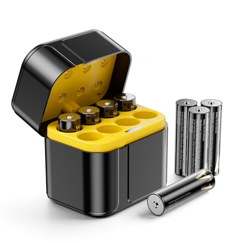 Batterie ricaricabili al litio con caricatore 8 x AA, Pile Ricaricabili AA ad alta capacità da 3700 mWh, 2500 cicli di lunga durata con caricatore rapido