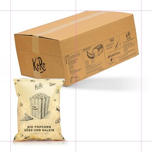 KoRo - Verzehrfertiges Bio Popcorn süß und salzig 10 x 90 g - Karamellisiert und mit Meersalz verfeinert - Ready-to-snack - Bio-Qualität