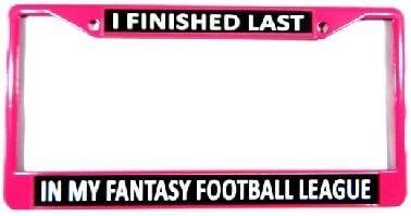Fantasy Football Frame Pink Metal Engraved License Plate Frame