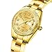 Watches for Women, Fashion Small Gold Analog Quartz Waterproof Stainless Steel Ladies Wrist Watches, with Date Dainty Diamond Luxury Dress Women Watch 9105 Gold