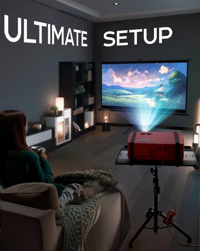 Projector Tripod Stand, Height Adjustable 26" to 59" & Floor Projector Stand, Portable Laptop, Camera & Light & Ball Head - Well-Made, Easy-to-Adjust, DJ Rack & Music or Movie