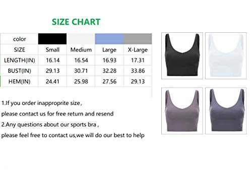 Women Sports Bra Longline Camisole Removable Wirefree Padded Bra Yoga Tank Tops Fitness Workout Running Top(Black,Medium)