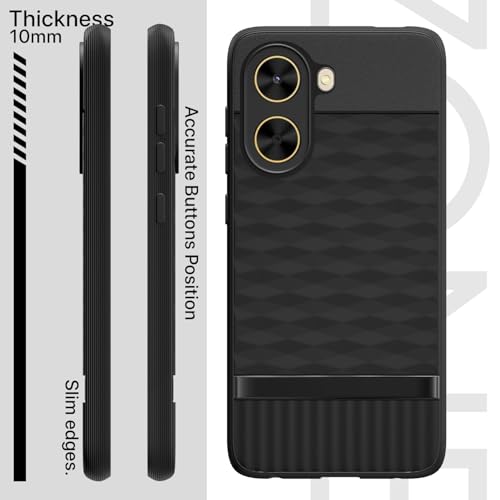 Image of Pikkme Back Cover for Poco C71 / Redmi A5 Camera Protection 3D Hexa Cube Design Silicone Protective Bumper Case (Black)