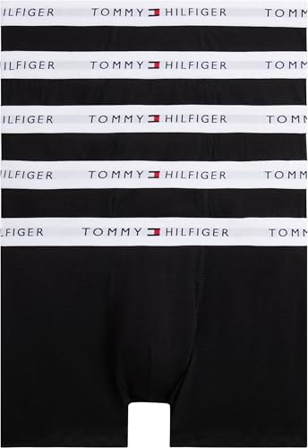 Tommy Hilfiger Jungen 5er Pack Boxershorts Trunks mit Logobund, Mehrfarbig (Black/Black/Black/Black/Black), 6-7 Jahre – Ansicht 1