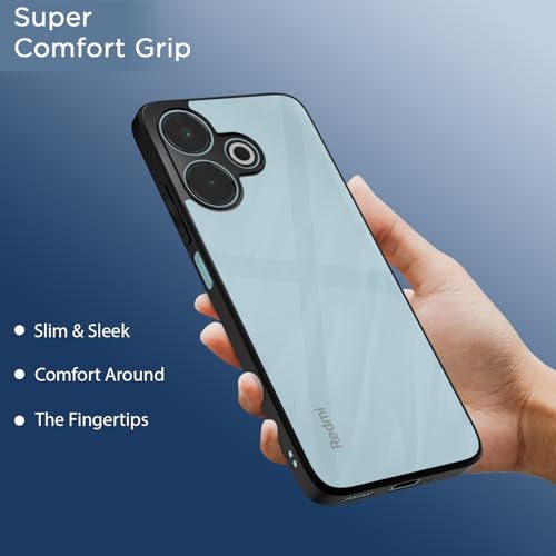 Image of Amazon Basics Back Cover for Redmi 13 5G / Redmi 13 4G / Poco M6 Plus 5G | Shockproof Sleek Hybrid Armor Bumper Case (Black)