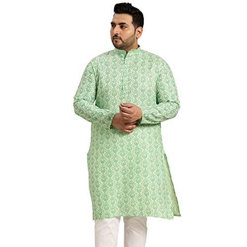 Image of SOJANYA Plus Men's Navy Blue Self-Design Cotton Linen Printed Kurta