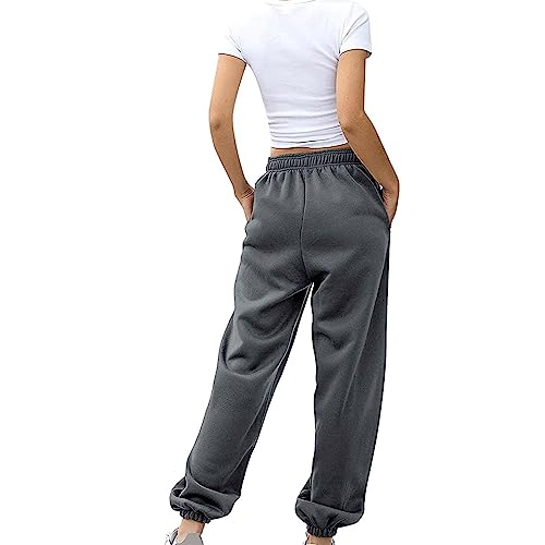 Womens Wide Leg Sweatpants Cozy Baggy Casual Jogger Pants Lounge Elastic High Waisted Yoga Trousers with Pockets2