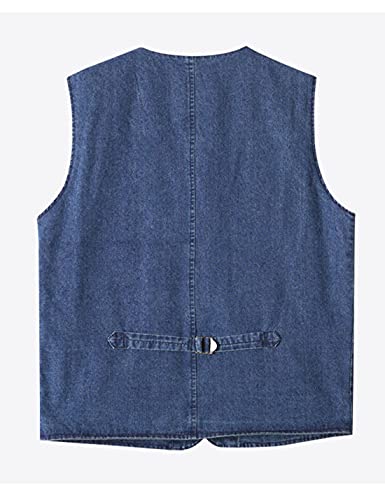 HangNiFang Men's Casual Denim Cotton Utility Vest Button Up Outdoor Pocketed Waistcoat2