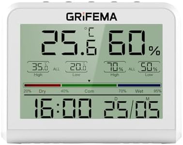 GRIFEMA GA2901, Termómetro Digital Interior del Higrómetro, Digit...