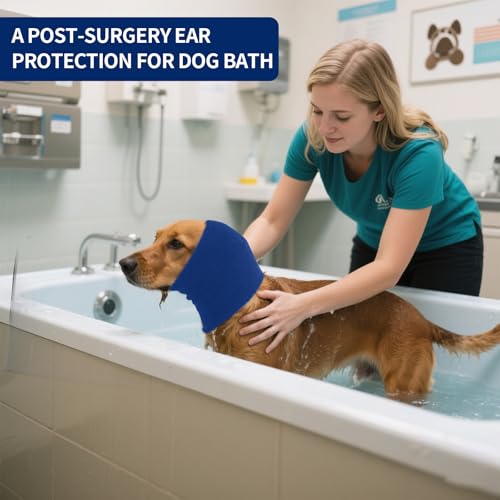 Ohrenschützer für Hunde Lärmschutz,Anti-lärm Ohrenschutz Hund, Pet Earflap Head Wrap,Haustier Schallschutzhaube (blau, M)