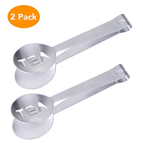 KMEIVOL Tea Squeezer, 2 Pack Stainless Steel Tea Bag Tongs, Strainer Tea Tongs