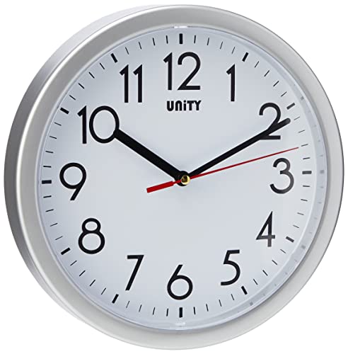 Unity Wall Clock, Hastings, Silent Sweep, Modern, Silver, 22 cm / 8.6-inch