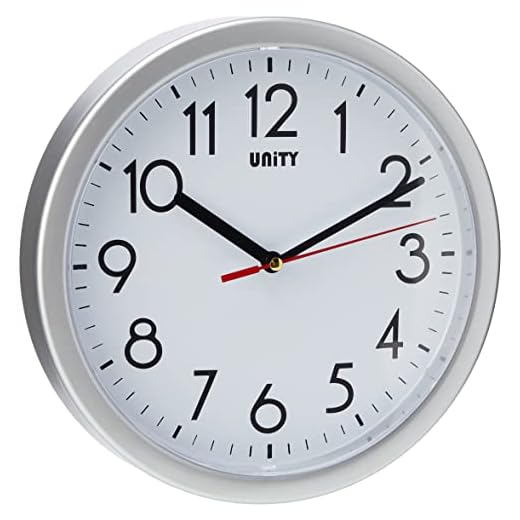 Unity Wall Clock, Hastings, Silent Sweep, Modern, Silver, 22 cm / 8.6-inch