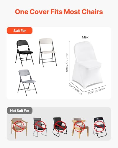Image of VEVOR Chair Covers, Polyester Spandex Chair Cover, Stretch Slipcovers for Wedding Party Dining Banquet Flat-Front Chair Covers (White-c, 150PCS)